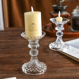 佳亿厨连法式复古浮雕玻璃烛台餐厅餐桌氛围蜡烛烛台民宿家居浪漫装饰摆件 米奈钻石烛台