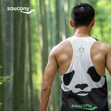 Saucony索康尼熊猫背心吸湿排汗男女运动背心轻薄成都城市款跑步背心 白色(男款) L