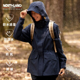 诺诗兰（NORTHLAND）三合一冲锋衣秋冬户外情侣款防泼水防风保暖登山服绒内胆 玄青色-女 L（男175/女170）