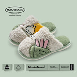 朦朦兔流氓兔棉拖鞋女冬季室内卡通可爱毛绒保暖防滑家居情侣家用拖鞋男 绿色 38-39 适合36-37脚穿