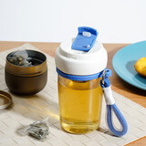 乐扣乐扣（LOCK&LOCK）磁弹泡茶水分离杯子磁吸力耐热玻璃杯茶杯磁吸 蓝白 550ml