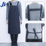 浩赢电焊工牛仔围裙男女工厂劳保防污帆布耐磨工作厨房咖啡馆劳保围裙 牛仔围裙背带款-1条【体验装】