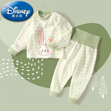 迪士尼（Disney）婴儿秋冬款套装高腰护肚男女宝宝秋季分体睡衣秋裤纯棉儿童秋衣 格纹小兔 90cm