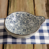 LICHEN日式陶瓷异形料碟酱醋碟调味碗和风系列餐具釉下彩手绘 吉祥花把手味碟