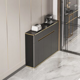 中邸 餐边柜超薄20-30cm实木岩板轻奢现代简约靠墙储物茶水柜子25厘米 100*20*85.7cm【高级灰】矮脚