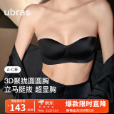 ubras【虞书欣同款】圆圆杯文胸可拆无肩带内衣女透气胸罩小胸聚拢粉底 【抹胸款】黑色 B75