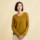春竹羊毛衫女V领女套衫100%纯羊毛毛衣基础内搭针织衫打底衫女上衣 抹茶绿 L