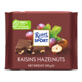 瑞特滋（RITTER SPORT）葡萄干榛子牛奶巧克力 休闲零食 节日礼物 德国原产 100g