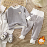 Radinka2025秋冬上新儿童保暖内衣套装宝宝加厚衣服男女童加绒家居服CEF 双面加绒-灰色 90 cm