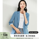 尚都比拉春秋休闲西服小个子职业通勤正装小西装外套女高级感 静谧蓝 L 