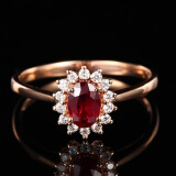 廷亮18K金镶钻石0.6ct天然鸽血红红宝石戒指 彩宝戒指生日礼物 0.6克拉定制
