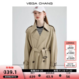 VEGA CHANG风衣外套女2024年秋新款中长款高级感纯色大衣 摩卡棕 XS