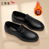 红蜻蜓男棉鞋秋冬休闲爸爸鞋加绒保暖皮鞋 WTA428601H黑色43