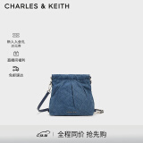 CHARLES&KEITH迷你菱格流浪包单肩斜挎双肩包包女包生日礼物CK2-60782390 Denim Blue深牛仔蓝色 S