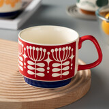 onlycook  家用陶瓷马克杯带手柄杯子燕麦早餐杯咖啡杯办公室水杯 繁花似锦款陶瓷杯/单个