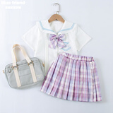 女童套装儿童学院风jk制服连衣裙夏装百褶裙童装夏天大童夏季裙子 玉桂狗独角兽+【赠送白中筒袜】 150cm