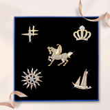 缔晶胸针男帆船西装西服别针商务休闲胸章大衣外套领针生日礼物送老公 【马到成功】胸针五件套-T04