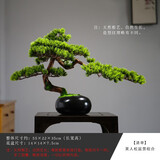 朴记 迎客松仿真盆景摆件客厅工艺品招财假绿植盆栽玄关电视柜办公室创意中式装饰品 小圆盆长55-美人松