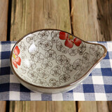 LICHEN日式陶瓷异形料碟酱醋碟调味碗和风系列餐具釉下彩手绘 红富贵把手味碟