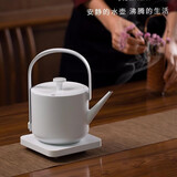 小提 烧水壶茶壶电热水壶 日式设计提梁电水壶 家用办公茶室开水壶随手泡迷你壶304不锈钢节日送礼物品 0.6L 白色  第二代升级