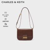 CHARLES&KEITH复古锁扣豆腐包单肩斜挎包包女包生日礼物送女友CK2-80781400 Dark Brown深棕色 S