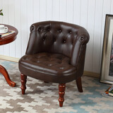 堂和聚（tangheju）沙发椅时尚真皮老虎椅休闲椅美式乡村单人小沙发小户型阳台 定制全头层牛皮/咖啡双色 单人位