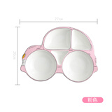 TENGTOO儿童餐盘宝宝陶瓷分餐盘分格早餐盘饭盒可爱卡通小汽车饭盘 粉色【6岁以上】陶瓷餐盘 1件套