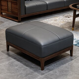 心居名家 新中式实木沙发组合 乌金木客厅家具现代轻奢大户型头层真皮沙发 沙发脚踏 甄选进口乌金木+头层黄牛皮