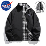 NASA MARVEL夹克男春秋季外套时尚潮流立领双面穿宽松休闲情侣款 黑色 L
