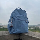 凯浦林（Kipling）双肩包中大号书包电脑包出差旅行上班轻便大容量凯普林猴子包 中号雾霾蓝37 28 16厘米