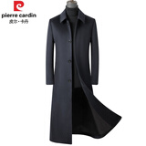 皮尔卡丹（pierre cardin）过膝长款羊绒大衣男士翻领高端商务秋冬季双面羊毛呢子风衣外套男 单款藏蓝 L 175 130-150斤穿