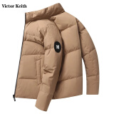 VICTOR KEITH 短款羽绒服男立领2024秋冬新款男装上衣潮流中青年保暖男士外套 黄色 175/L