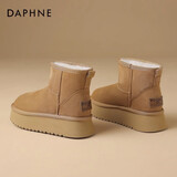 达芙妮（DAPHNE）厚底雪地靴女2023爆款秋冬加绒加厚短筒靴东北保暖棉鞋防滑短靴子 D924090栗色【柔软毛绒】 37