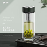 万象（WANXIANG）双层玻璃杯男士杯节日礼物茶杯大容量车载便携水杯茶商务办公水杯 V273R-黑绿色370ml