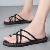 劲越凉拖鞋男夏户外人字拖外穿防臭凉鞋室外防滑沙滩鞋浴室拖鞋防水 Q222黑色 39