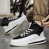 秋季男鞋白色高帮鞋春秋款休闲鞋鸳鸯男生运动鞋中学生初中生嘻哈街舞鞋百搭个性高腰高邦板鞋潮鞋子男青少年 JM.9717 白黑 42