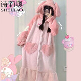 诗莉奥SHILIAO可爱珊瑚绒睡衣女新款冬季睡裙加绒加厚长款睡袍 美乐蒂睡袍 均码 【适合80-160斤】