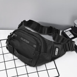 斯帕曼腰包男2025新款运动男包休闲男士胸包多功能户外斜挎包骑行单肩包 黑色