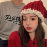 阿宝丽小红书同款新年帽氛围感网红拍照装饰品红色新年礼物毛绒帽表演