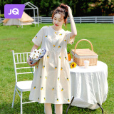 婧麒孕妇装夏装连衣裙春夏季薄款韩版简约孕妈中长裙子时尚洋气大码 杏色11946 L