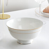 瓷秀源金边泡面大碗陶瓷9寸汤碗大号餐具骨瓷大拉面碗家用深口炖菜大碗 金边7英寸高脚碗