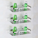 304不锈钢卫生间三角篮免打孔浴室厕所置物架洗澡间收纳架子厨卫五金挂件转角架 三层方形篮（打孔和免打孔双用）