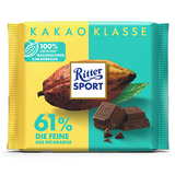 RITTER SPORT正品促销 德国进口RitterSport夹心牛奶排块运动黑巧克力100g 26.1月到期61%黑巧克力100g
