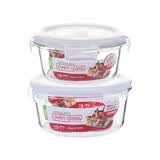 乐扣乐扣（LOCK&LOCK） 玻璃保鲜盒耐热微波炉烤箱高硼硅玻璃套装组合装8件套 圆【380ml】+圆【650ml】