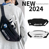 回力斜挎包男女大容量腰包潮牌休闲百搭旅行胸包轻便单肩包时尚小背包 黑色