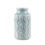 Harbor House HarborHouse美式家居田园复古蓝色菱纹陶瓷花瓶Saphire 直径12X高24cm-116529