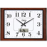 康巴丝客厅挂钟表卧室办公挂表简约日历时钟家用石英钟万年历 6626日历款 木纹白盘(带液晶) 约20英寸