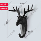 思泽诺北欧墙上强力粘贴挂钩免打孔创意鹿头装饰衣帽钩玄关钥匙挂钩壁挂 绚丽黑【鹿】