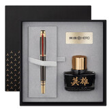 英雄（HERO）钢笔200E轻奢14K金笔尖礼盒套装商务送礼男士生日礼物 草枪灰亮金【墨水套】 0.5MM