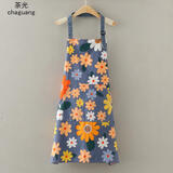 茶光（CHAGUANG）纯棉帆布透气防水女时尚围裙厨房家用做饭小清新围腰上班工作服